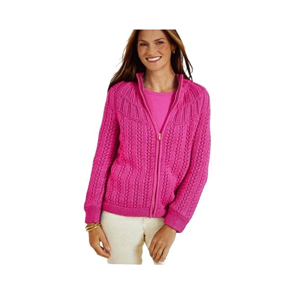 TALBOTS MIXED STITCH CARDIGAN.